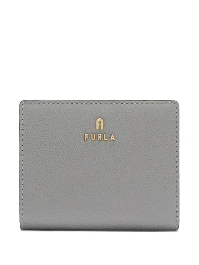 Furla Logo Leather Wallet In Gray