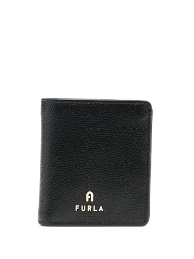 Furla Logo-lettering Leather Wallet In Black