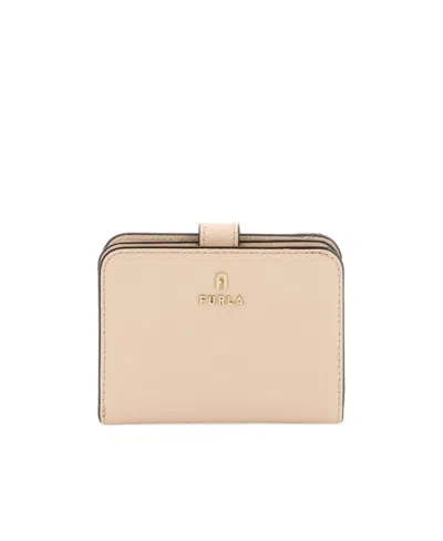 Furla Logo-lettering Leather Wallet In Nude