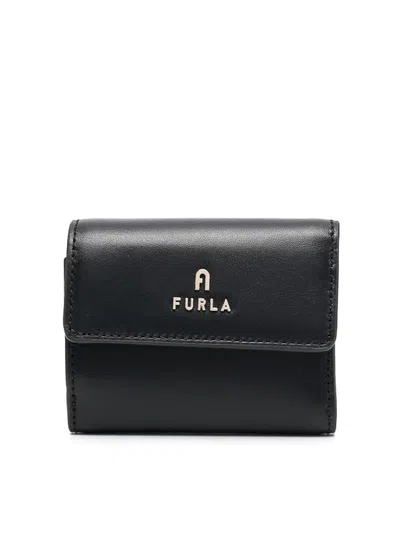 Furla Logo-lettering Leather Wallet In Black