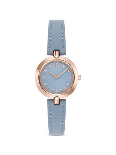 Furla Logo Links 28mm Watch In Blue
