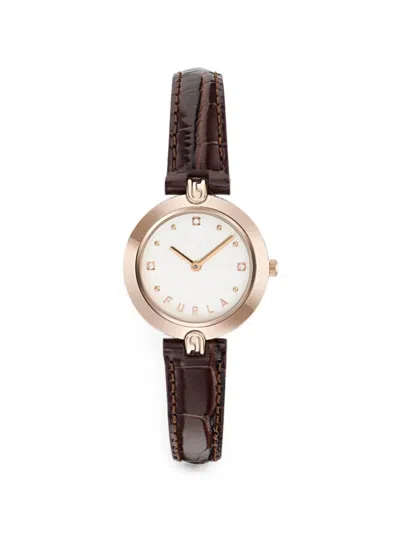Furla Logo Links 28mm Watch In Brown