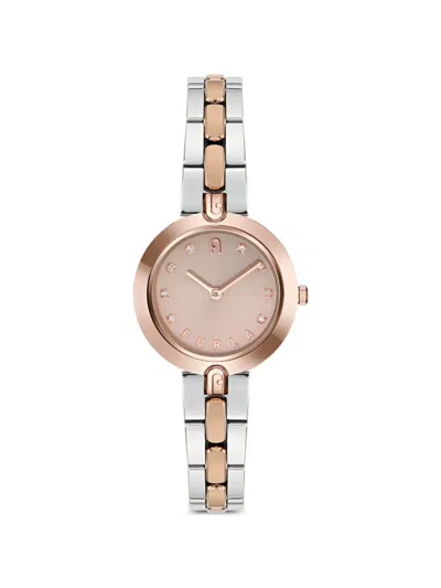 Furla Logo Links 28mm Watch In Gold