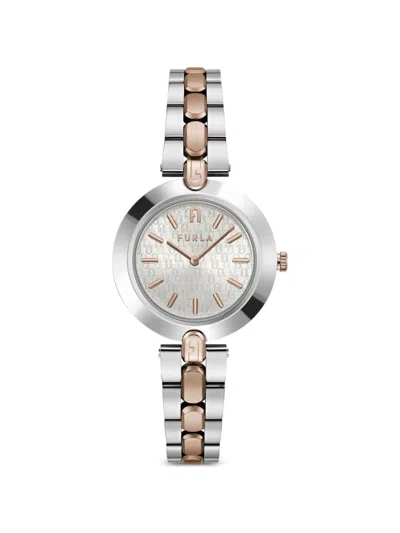 Furla Logo Links 34mm Watch In Silver