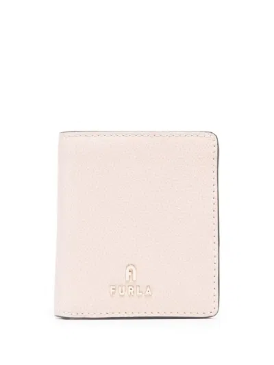 Furla Logo-plaque Leather Bi-fold Purse In Neutrals