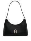 Furla Logo-plaque Leather Shoulder Bag In Black