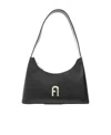 Furla Logo-plaque Leather Shoulder Bag In Black