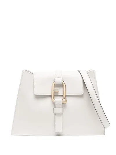 Furla Logo-plaque Leather Shoulder Bag In Neutrals