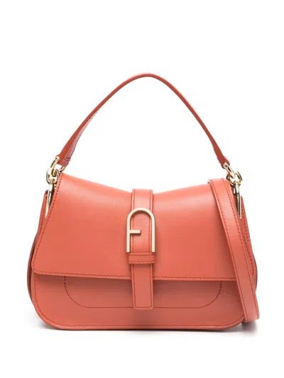 Furla Logo-plaque Leather Tote Bag In Orange