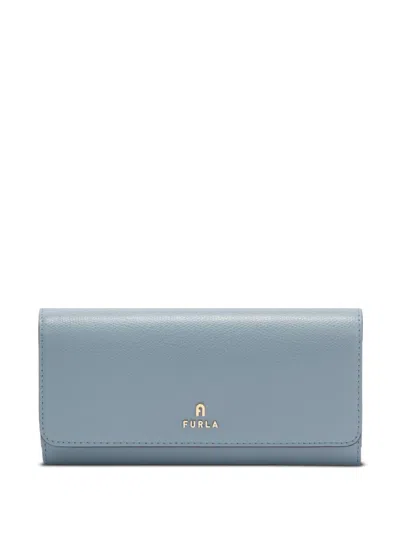 Furla Logo-plaque Leather Wallet In Blue