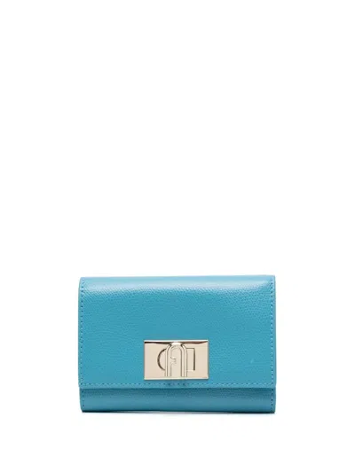 Furla Logo-plaque Leather Wallet In Blue