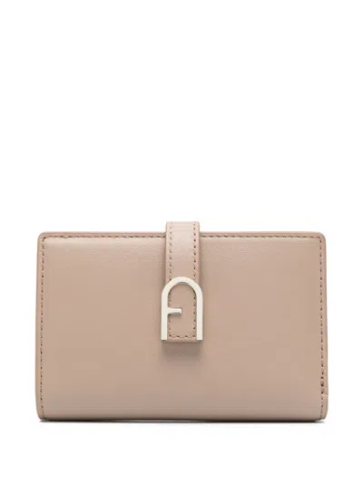 Furla Logo-plaque Leather Wallet In Neutrals