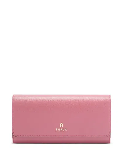 Furla Logo-plaque Leather Wallet In Pink