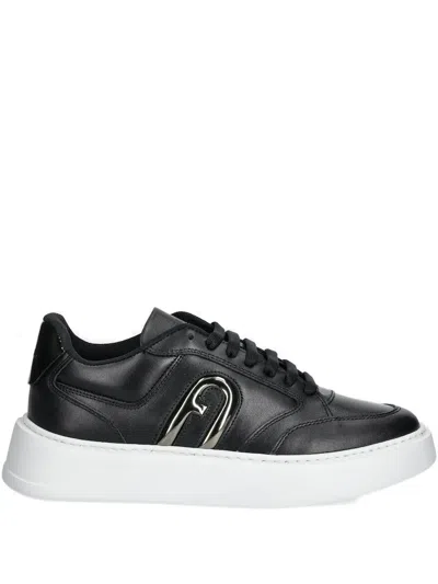 Furla Logo-plaque Platform Sneakers In Black
