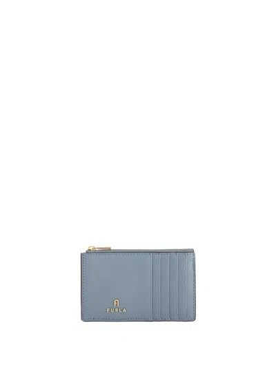 Furla Logo Plaque Zipped Cardholder In Blue