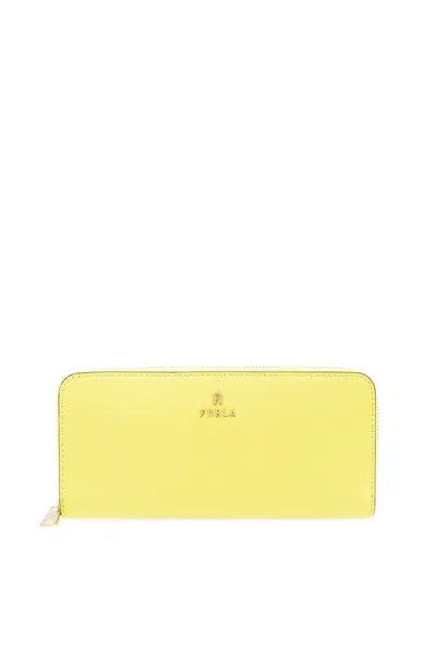 Furla Logo Plaque Zipped Continental Wallet In Yellow