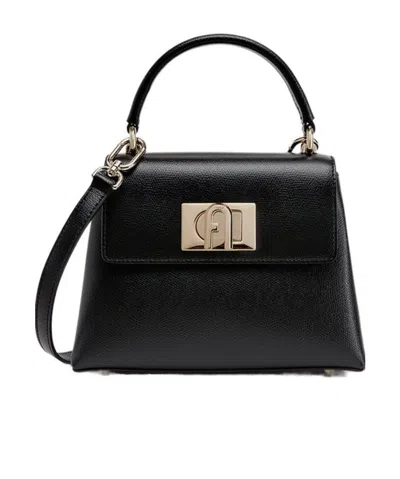 Furla Leather Mini Bag With Detachable Strap And Metal Hardware In Black
