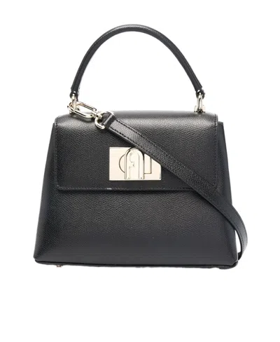 Furla Leather Mini Bag With Detachable Strap And Metal Hardware In Black