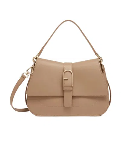 Furla Logo Shoulder Bag In Beige