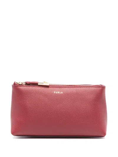 Furla Logo-stamp Makeup Bag In Red