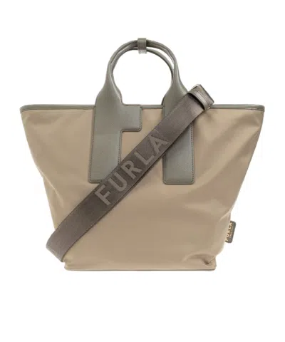 Furla Logo Tote Bag In Brown