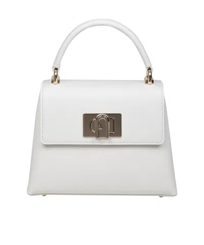 Furla Logo Twist Lock Shoulder Bag In White