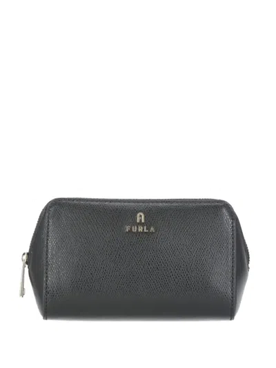 Furla Logo Zipped Make Up Bag In Black