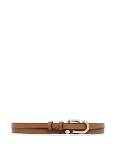 Furla Logo-buckle Leather Belt In Brown