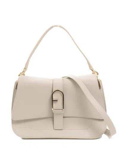Pre-owned Furla Logo-buckle Shoulder Bag In Neutral