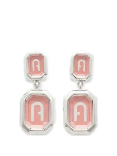 Furla Logo-detail Drop Earrings In Pink
