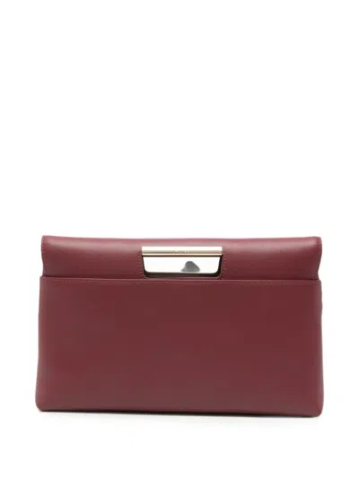 Furla Logo-engraved Clutch Bag In Burgundy