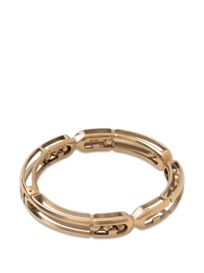 Furla Logo-engraved Hinged Bracelet In Gold