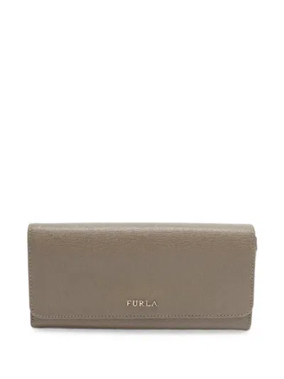Pre-owned Furla Logo-lettering Continental Wallet In Brown