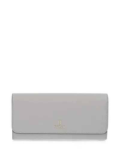 Furla Logo-plaque Foldover Wallet In Gray