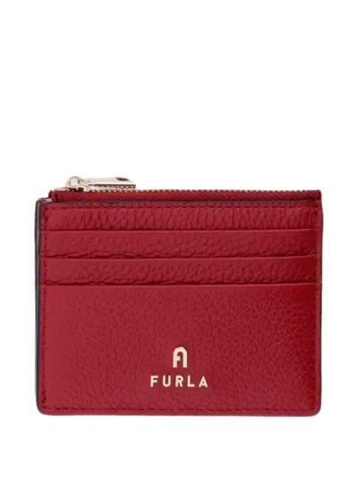 Furla Logo-plaque Leather Cardholder In Red