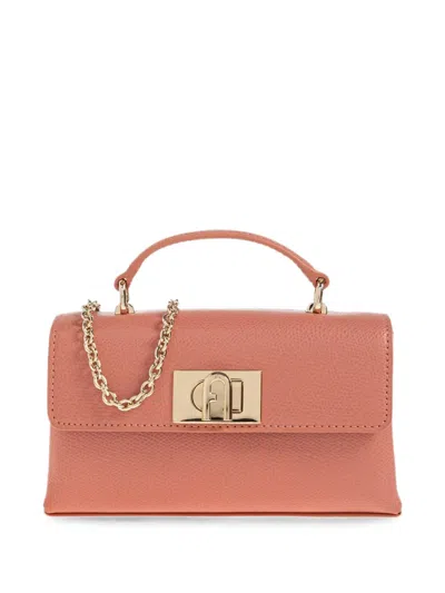 Furla Logo-plaque Leather Mini Bag In Pink