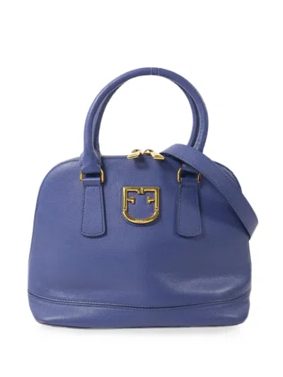 Pre-owned Furla Logo-plaque Leather Shoulder Bag In Blue