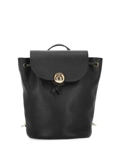 Furla Logo-plaque Pebbled Leather Backpack In Red
