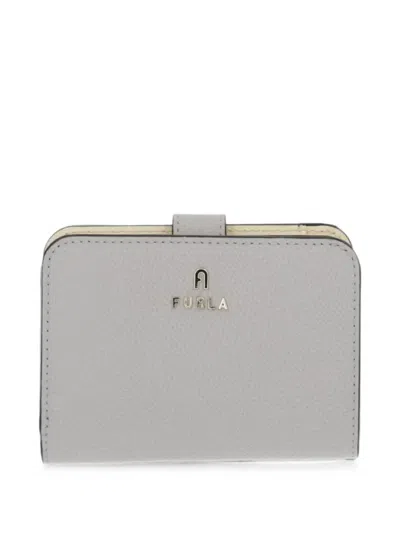 Furla Logo-plaque Pebbled-leather Wallet In Gold
