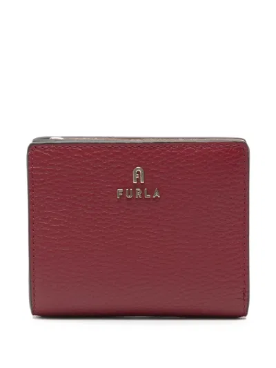 Furla Logo-plaque Pebbled-leather Wallet In Burgundy