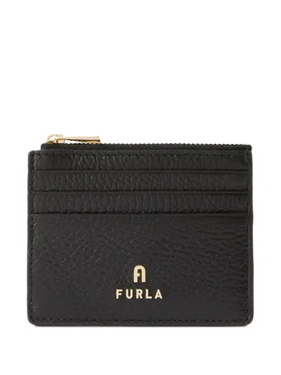 Furla Logo-plaque Zipped Cardholder In Black