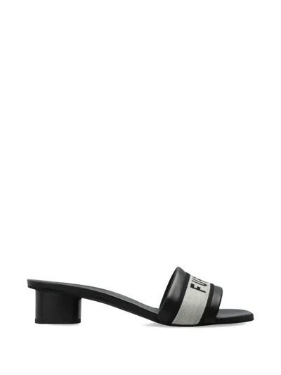 Furla Logo-print Leather Sandals In Black