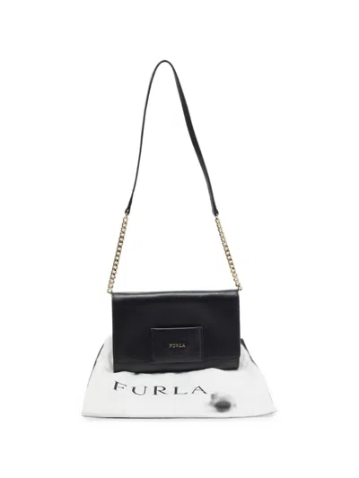 Pre-owned Furla Logo-print Shoulder Bag In Black