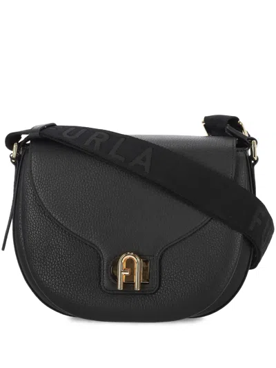 Furla Lotus Leather Crossbody Bag In Black