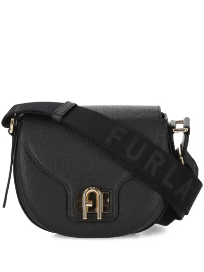 Furla Lotus Leather Crossbody Bag In Black
