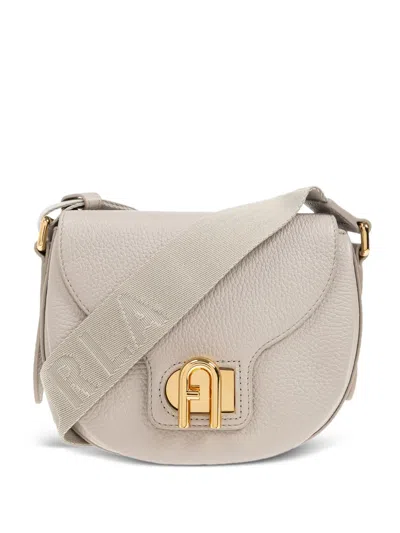 Furla Lotus Leather Logo-strap Mini Bag In Gray
