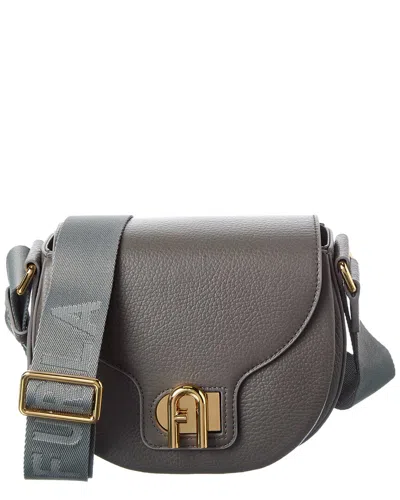 Furla Lotus Mini Leather Crossbody In Grey