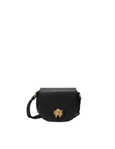 FURLA FURLA LOTUS MINI LEATHER SHOULDER BAG BLACK COLOR