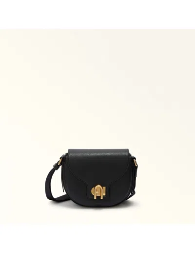 FURLA LOTUS MINI LEATHER SHOULDER BAG BLACK COLOR