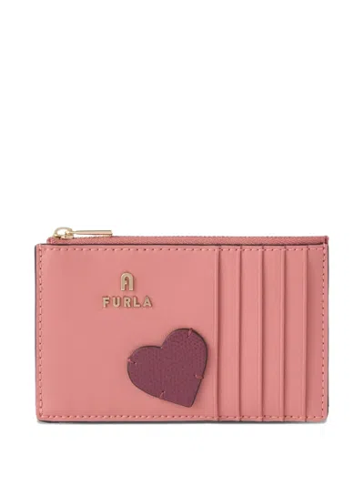 Furla M Camelia Heart-patch Card Case In Pink